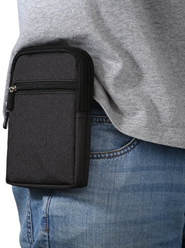 Bolsa con Clip para Cinturón Móvil Negro, Funda Cinturón Teléfono Celular Hombre, Funda para Cinturón Bolso de Cintura Mujer Riñoneras Monedero de Bolsillo con Cremallera de Cinturón para Celular