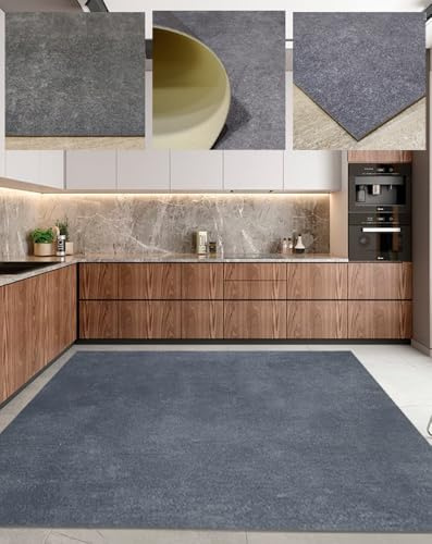 Tadi & Imperio1979 Tappeto in PVC liscio, colore grigio, effetto cemento, lungo, per corridoio, corsa, cucina, facile da pulire, 65 x 300 cm, grigio