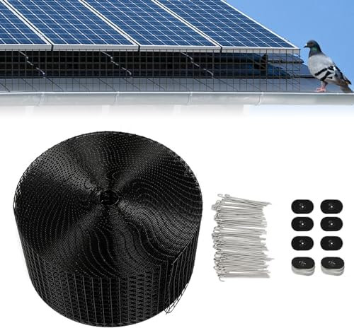 Grille de protection contre les oiseaux pour panneaux solaires, fil revêtu de PVC, 15 x 305 cm, avec 70 clips de fixation, protection durable contre les oiseaux, solution efficace contre les oiseaux