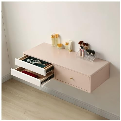 LXHELIVERY Floating Vanity Makeup Table, Floating Makeup Vanity Wall Mounted with 2 Drawers Storage Cabinet Dressing Table, for Bedroom, Living Room, Home Decor(80x35x20 cm)