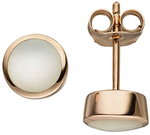 Jobo Damen Ohrstecker 925 Sterling Silber rotgold vergoldet 2 Perlmutt-Einlagen Ohrringe