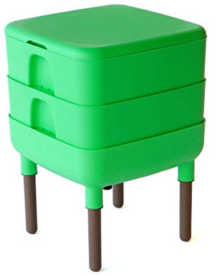 FCMP Outdoor - The Essential Living Composter, 2-Tray Worm Vermicomposter Bin (HF-LC4000v2-GRN) Green