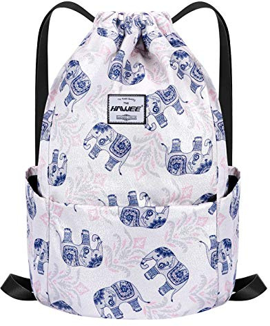 HAWEE Impermeable Casual Mochila con Cordón Grande Deporte Bolso de Gimnasia Mochila de Cuerda Unisex para Mujer Hombre Vida Cotidiana Aire Libre Yoga Escuela Playa Nadar