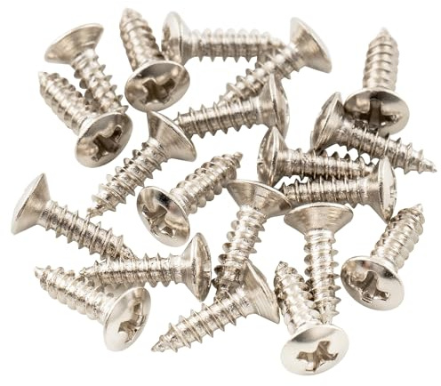 Musiclily Basic 2.5x10mm Metal Metric Thread Guitar Pickguard Jack Screws Truss Rod Cover Mounting Screws for Epiphone Les Paul Style, Nickel (Set of 20)