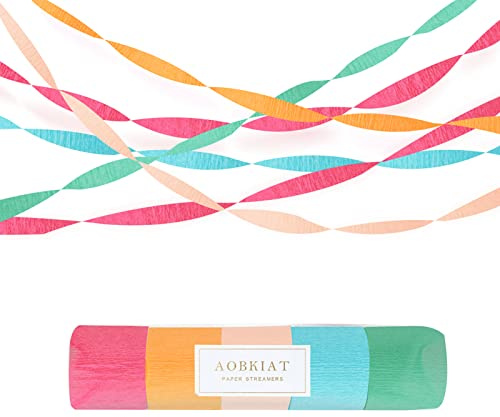 AOBKIAT 5 Rolls Rainbow Party Streamers Crepe Paper,Candyland Party Decorations for Christmas,Birthday,Wedding,Bachelorette,Bridal/Baby Shower,Hanging Candyland Backdrop Decoration