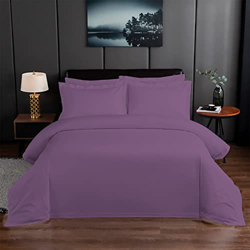 yibo Juego de Funda Nórdica 100% POLISTER Piezas para Cama 1 Funda Nórdico + Sabana Bajera + Funda DE Almohada (135, Lila)