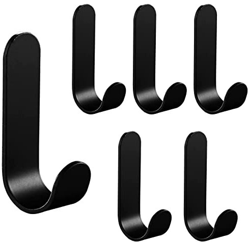 LINAERSHAO 6 Pezzi Ganci accappatoio Bagno,Ganci Adesivi,Appendiabiti Adesivo,Gancio Autoadesivo,Ganci Bagno per Accappatoi,Appendi Accappatoio Bagno Adesivo,per Bagno,Cucina,Porta,Acciaio Inox,Nero
