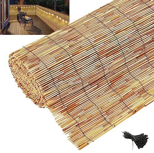 Rollo de Valla de Caña,Pantalla de Privacidad,Valla de Bambú,Estera de Mimbre Privacidad Natural,Mimbre Ocultacion,Protección Visual/ Contra el Viento,para Jardín Exterior Balcón Terraza ( Color : Nat