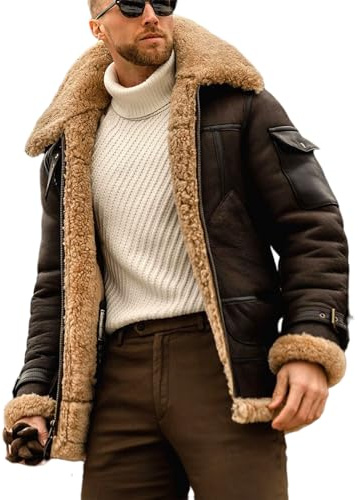 Veste d'aviateur en Peau De Mouton Cuir Bombardier pour Hommes