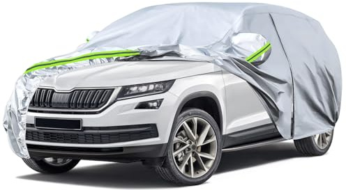 Autoschutzhülle Auto Abdeckung Geeignet für Skoda Kodiaq 2016-2025, Autoabdeckung Auto Abdeckplane mit Türreißverschluss Schloss und winddichten Bändern für Sonne Schnee Regen Staubschutz