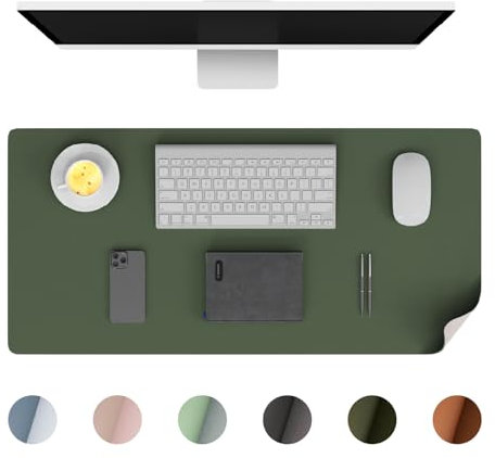 Phoraego Schreibtischunterlage, Büroteppich aus PU-Leder, großes Mauspad, rutschfest, Schreibtischunterlage wasserdicht, für Büro und Zuhause (Dunkelgrün, 60 x 35 cm)