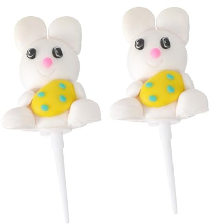 Alipis 2pcs Birthday Cake Decorations Animal Cake Toppers Mushroom Bunny Safe Cupcake Ornaments