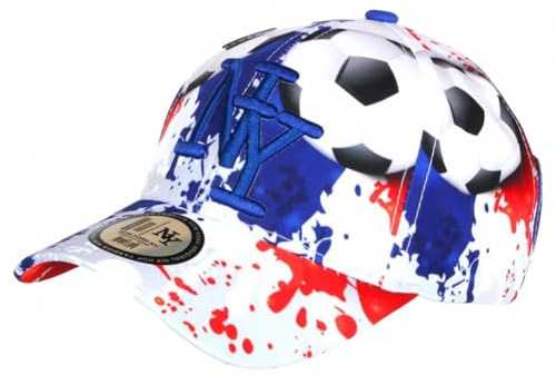 Hip Hop Honour Casquette Enfant France Football Bleu Blanc Rouge NY 7 a 11 Ans - Taille Unique - Bleu