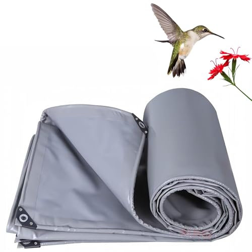 WLRHGl Bâche de Protection en PVC Bâche, 3.5 x 4 m Imperméable et Résistante, Couverture Étanche Bâche pour Bois Housse de Protection avec Œillets Muiti-Usage WLR010, Gris