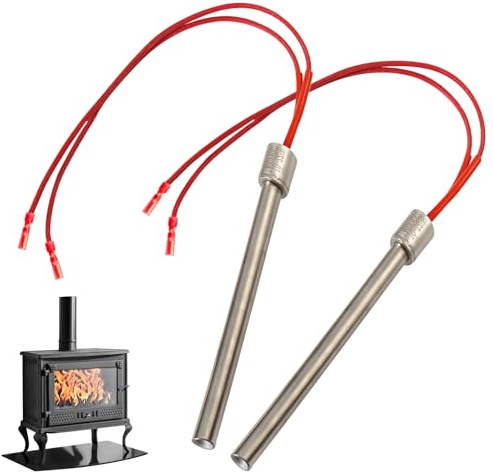 Beatific Lot de 2 bougies d'allumage 220 V 350 W - 170 x 10 mm - Pour poêle à pellets, tige d'allumage en acier inoxydable - Granulés de bois - Allume-feu - Tuyau chauffant - Cheminée, barbecue