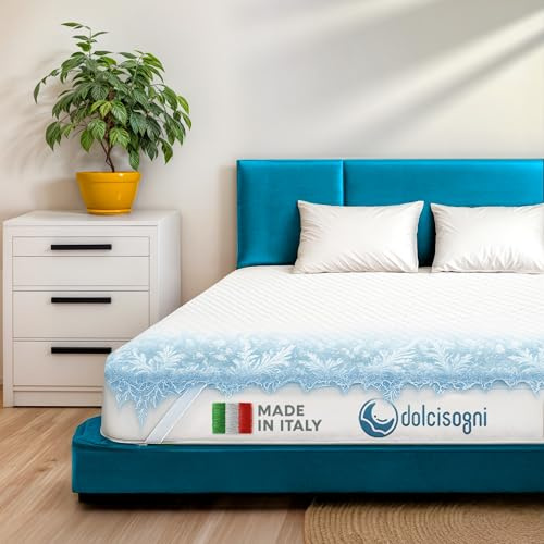 DOLCI SOGNI Topper Matrimoniale Memory Foam 160x190 con Effetto Rinfrescante – Materasso Estivo Fresco, Certificato OEKO-TEX®, Made in Italy, Spessore 5 cm, Comfort per Letto Matrimoniale