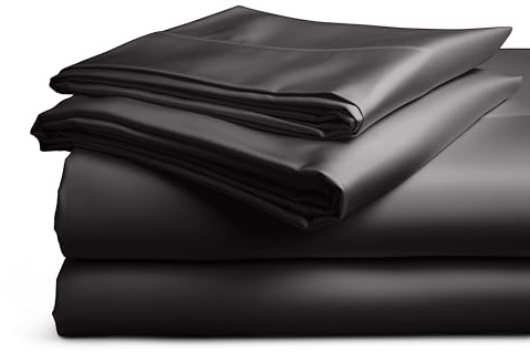 CosìCasa Completo Lenzuola Matrimoniali Estive 4 Pezzi Tinta Unita | Set Lenzuola Tinta Unita Elegante in Microfibra Traspirante | Fresca Biancheria da Letto Estiva | Nero
