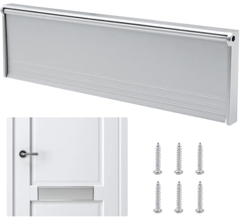 Solapa de buzón para puerta de 11.5 pulgadas, 1 juego, cubierta de buzón para puerta delantera con cepillo para burlete y resorte para evitar que pasen corrientes de aire, compatible con puertas de