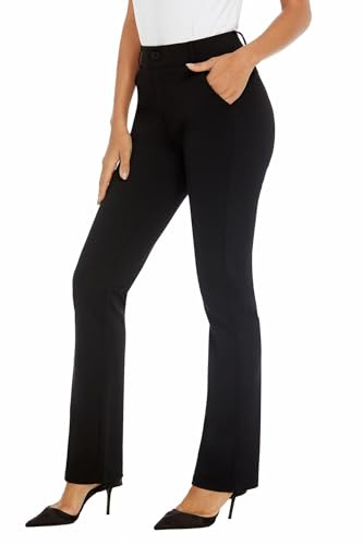 iChosy Women's Ease into Comfort Barely Bootcut Stretch Dress Pants Black