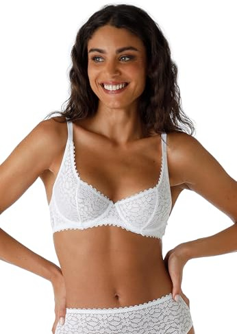 Lovable Reggiseno con Ferretto in Pizzo Elastico | Coppe Taglio a Due | Sostegno, Comfort Quotidiano e Femminilità | Value Elegance Donna, Bianco, 36 / 4E