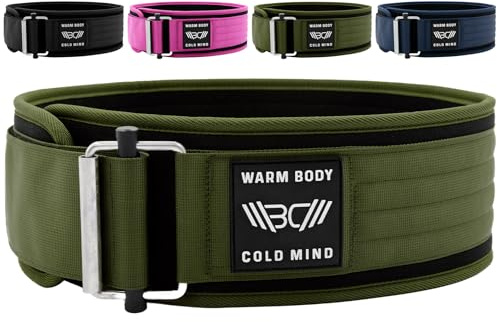 WARM BODY COLD MIND Quick Lock Cross Exercise Belt Weightlifting Belt Bodybuilding Weightlifting Gym Back Belt Squat - Power Lifting Belt for Men and Women (Kaki, S)
