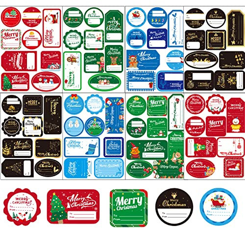 Weihnachts Aufkleber, Weihnachtsaufkleber Selbstklebend Zum Beschriften Aufkleber Tags Sticker Weihnachtssticker Etiketten Geschenkaufkleber Verpackung Geschenketiketten