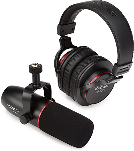 Focusrite Vocaster Broadcast Kit, Micrófono Dinámico de Calidad Broadcast y Auriculares Cerrados Para Podcasters, Micrófono Con Protector Contra El Viento y Soporte Antivibratorio, Cable Xlr Incluido