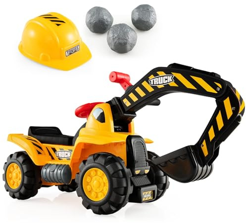 RELAX4LIFE Ruspa Giocattolo Cavalcabile per Bambini, Escavatore di Sabbia da Gioco per Bambini da 3-5 Anni, Giocattolo Macchina Escavatore con Braccio Movibile ed Accessori (MODELLO 5)