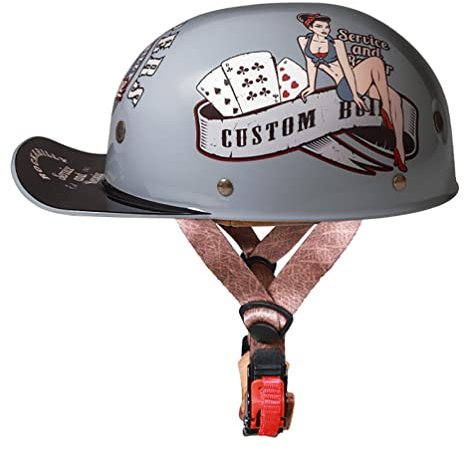 Smilfree Halbschalenhelm Mit ECE-Zulassung Vintage Motorradhelm Baseball Cap Cruiser Chopper Scooter Helm Herren Retro Motorrad Halbhelm Damen Mofa Helm