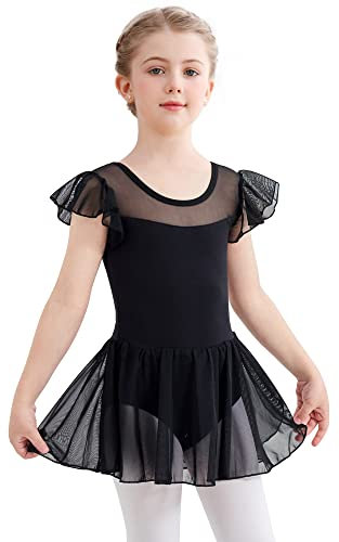 Aiseyi Ballettkleidung Mädchen Ballettkleid Kurzarm Ballett Trikot Baumwolle Ballett Tutu Ballettanzug Balettkleider Tanzkleid