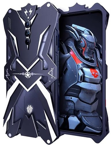 QISUO Luxury Aluminum Metal Shockproof Cover Compatible with ZTE nubia Red Magic 8S Pro/RedMagic 8S Pro Plus (Color : Black, Size : For 8S Pro)