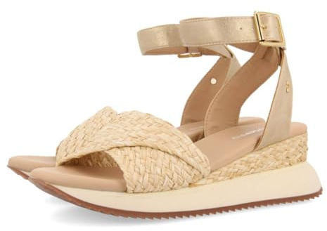 GIOSEPPO Sandalias Deportivas Beige y Dorado con CUÑA para Mujer MEHAMA
