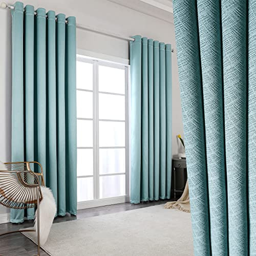 Krismile Total Blackout 84 inch Drop -Thermal Insulated Soundproof & Noise Reducing, Thick Long Lined Curtains for living Room,Bedroom Darkening Curtains, 52 x 84inch,Teal,2 Panels
