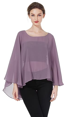 BEAUTELICATE cialle Coprispalle Chiffon Donna Elegante Stola Cape Mantello per Sposa Estivo Cerimonia Matrimoni Cerimonia Festa (Malva)