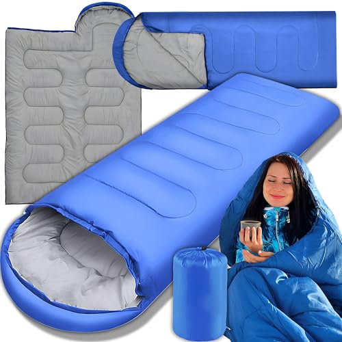 Retoo Schlafsack Deckenschlafsäcke Wasserabweisend Sleeping Bag für Rucksackreisen Outdoor Camping Reisen Wandern Leichtgewicht 200x73cm Blau
