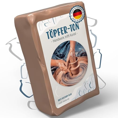 Töpferton – Ton zum brennen & töpfern 5kg – Weich, besonders formstabil & brennbar – Ideal für Drehscheibe & Brennofen