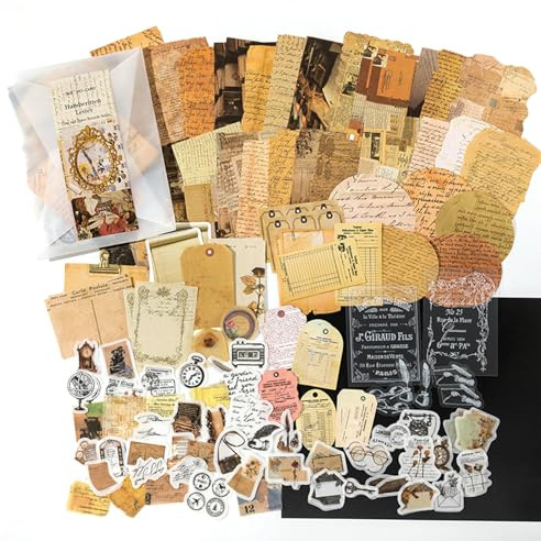 200Pcs Vintage Scrapbooking Stickers Pack Scrapbook Paper Accessories Journaling Supplies Stickers Kit Scrapbooking Deco Stickers for Journal DIY Craft Letters Card Making (Letter Series)