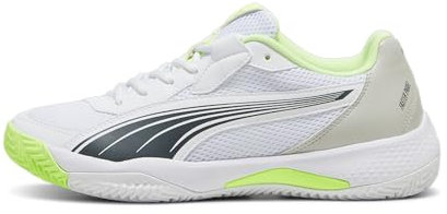 PUMA Men's Nova Court Pickleball Shoes, White-Black-Active Red, 9.5, White-luminous Blue-fizzy Apple-shadow Gray, 6 UK