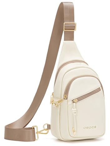 OSOCE Sac Bandoulière Femme Anti-Vol avec RFID - Sac Poitrine Sécurisé à Anneau Antivol - Banane Femme Élégante pour Voyage et Quotidien (sac de poitrine moderne)