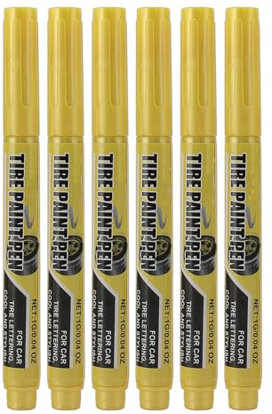Stylo de Peinture pour Pneus, Marqueur Jaune Réparation Rapide Résistant aux Intempéries Application Facile pour Retouches Automobile 1 G X 6