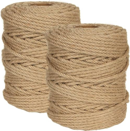 50M Cuerda de Yute, 6mm Cuerda de Sisal Natural, Cuerda de Sisal para árbol Rascador Cuerda de Cáñamo para Embalaje, Decoración, Jardinería, Fotos, Regalos, Manualidades
