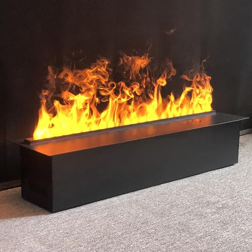 Jcgly Chimenea de Vapor de Agua, Inserto Decorativo con Llama Atomizadora 3D, Control Táctil/Remoto, Panel Superior Ultrafino de 3mm(90cm)