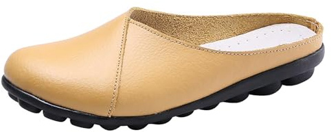 Leder-Slipper für Damen, Pantoffeln, Clogs, Slipper, Schuhe, niedrige Oberseite, Lederschuhe, breite Passform, Clogs, bequeme Lounge-Sandalen für drinnen und draußen, leichte