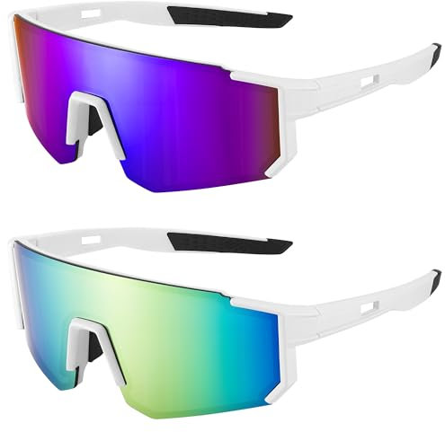 Starvortex 2 Stk Schnelle Brille, UV400 Schutz Sport-Sonnenbrille, Polarisiert Fahrradbrille Herren Damen, Laufende Sonnenbrille Rennrad Brille für Outdoor Fahrrad Angeln Wandern Bergklettern