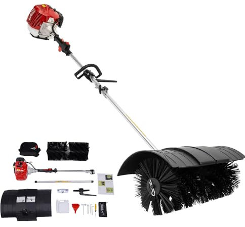 Wiefiche Barredora manual de gas de 52 CC 2,3 HP, 2 tiempos, barredora de gasolina, 1700 W, para exteriores, para barrer la nieve, entrada, césped, césped artificial, cepillo de césped