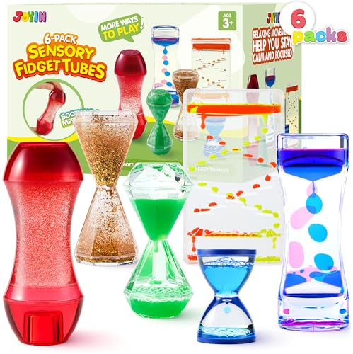 JOYIN - 6 Tubes Sensoriels Anti-Stress pour Enfants (dont Autistes), Bouteilles d'Eau Apaisantes, Idéal pour Fêtes, Salles de Classe (Coin Calme) et Soulagement du Stress
