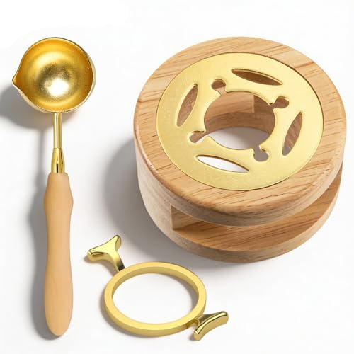Wax Seal Warmer, 3 Pcs Wax Seal Kit with Melting Spoon Waxes Seals Stamp with Metal Mold Sealing Waxes Melting Furnace Set for DIY Sealing Beads and Letters