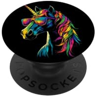 Licorne Coloré Arc-en-Ciel Cavalière Chevaux Équitation PopSockets PopGrip Adhésif