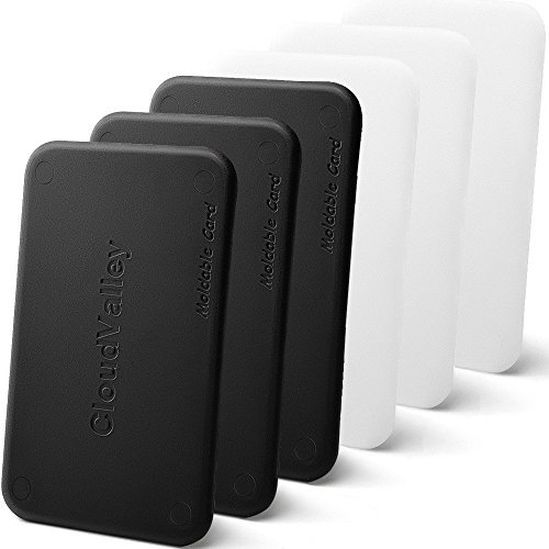 CloudValley Moldable Plastic Form Card [6 Pack], Friendly Polymorph Plastic Glue Handy Pocket Sized Thermoplastischen Blatt Formblech/Mend/Machen - 3 Schwarz & 3 Weiß