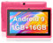 Haehne 7 Inch Tablet PC, Android 9.0 GMS, 1024 * 600 HD Display Screen, 1GB+16GB Quad Core, Dual Cameras 2.0MP+0.3MP, WiFi, Bluetooth,Pink